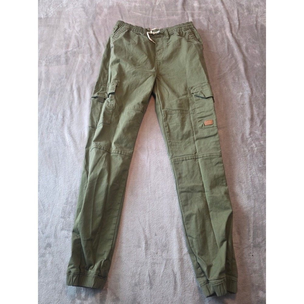 Signature Levi Strauss Cargo Jogger Men XL Green Elastic Waist Cotton Blend